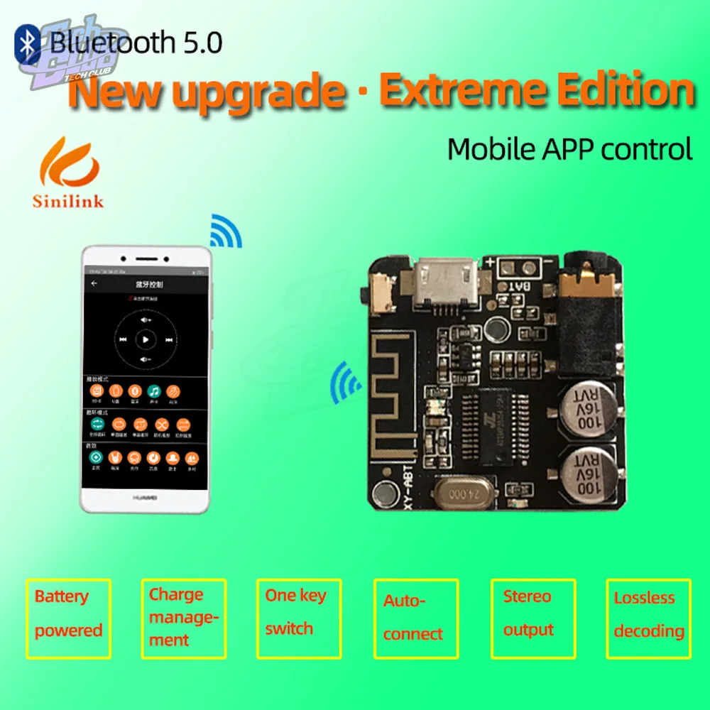 Nuovo BLE 5.0 decodificatore Wireless modulo scheda amplificatore ricevitore Audio di potenza Controller APP MP3 BLE5.0 accessori per strumenti