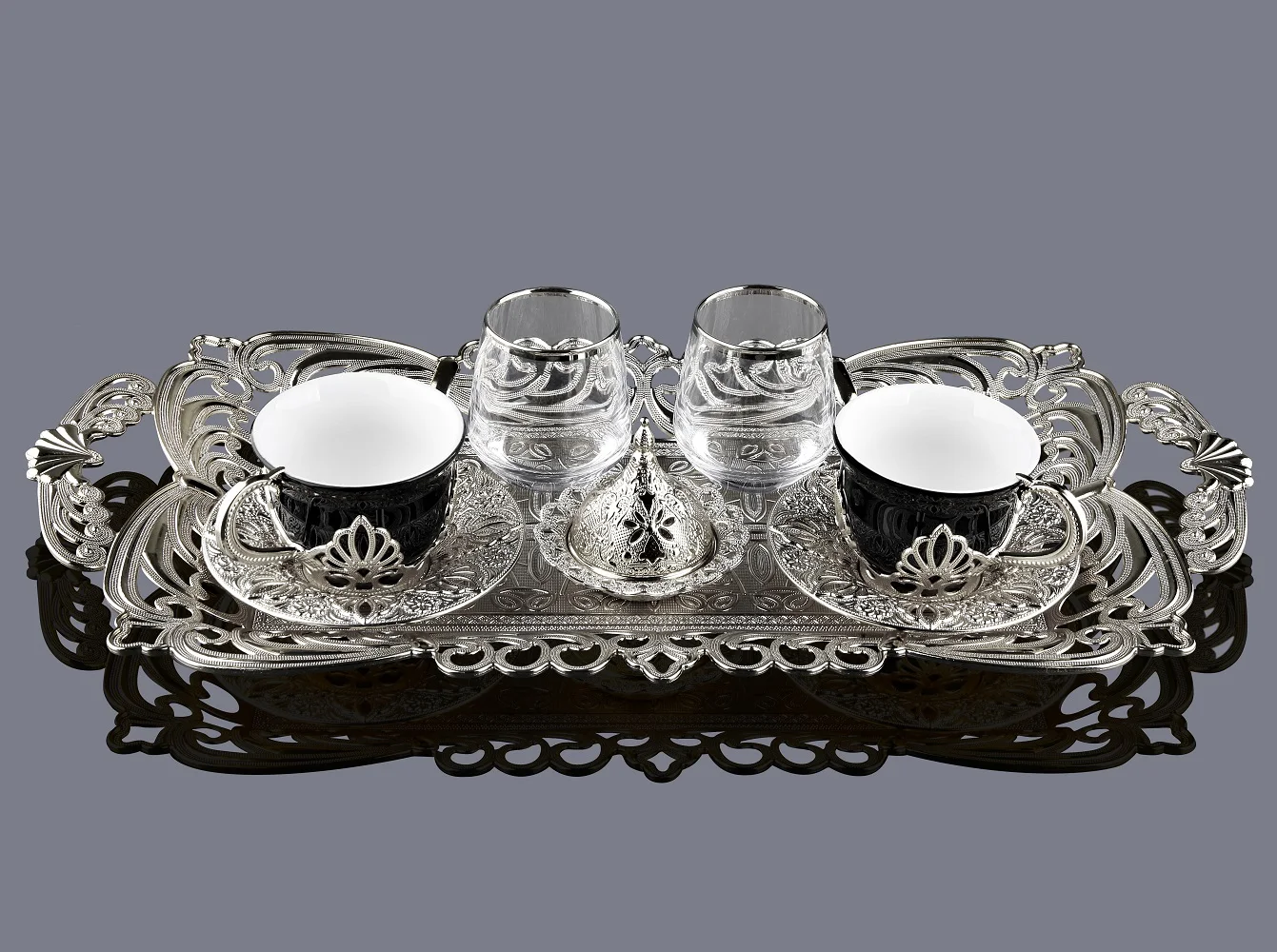 Coffee Set For Married Couples Silver Color