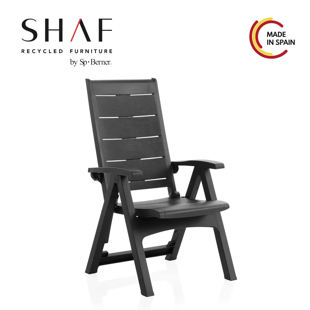 SHAF | Multiposition chair reclining Legno for garden, terrace or white pool, wengue and anthracite