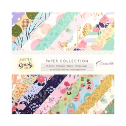 Creative Path 6x6 Inch Scrapbooking Pattern Craft Designer Decorative Papers Easter Spring Background Origami Pack Foil 15x15cm