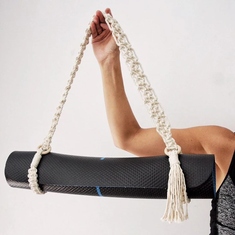 Mới Nhất Thảm Tập Yoga Mang Theo Dây Đeo Vòng Tay Boho Móc Macrame Dây Đeo Vai Có Thể Điều Chỉnh Cho Thảm Yoga Sling Pilates Tập Thể Dục