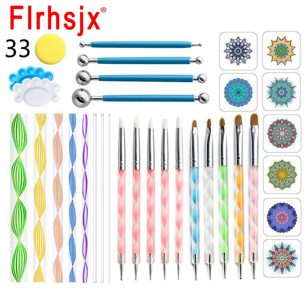 

33pcs Mandala Dotting Tools Set Painting Rocks Stencil Graffiti Embossing Kit for Painting Rocks DIY Tools and Mandella Art