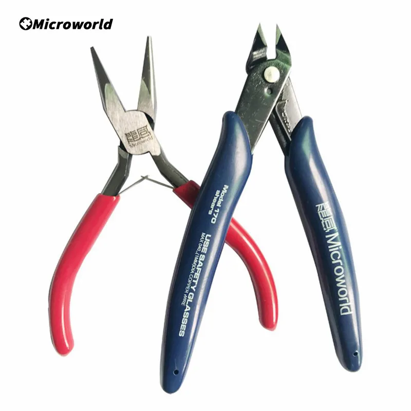 Microworld 2Pcs Tools Set For 3D Metal Puzzle DIY Tweezers Pincers Technic Assemble Needle Nose Pliers Accessories