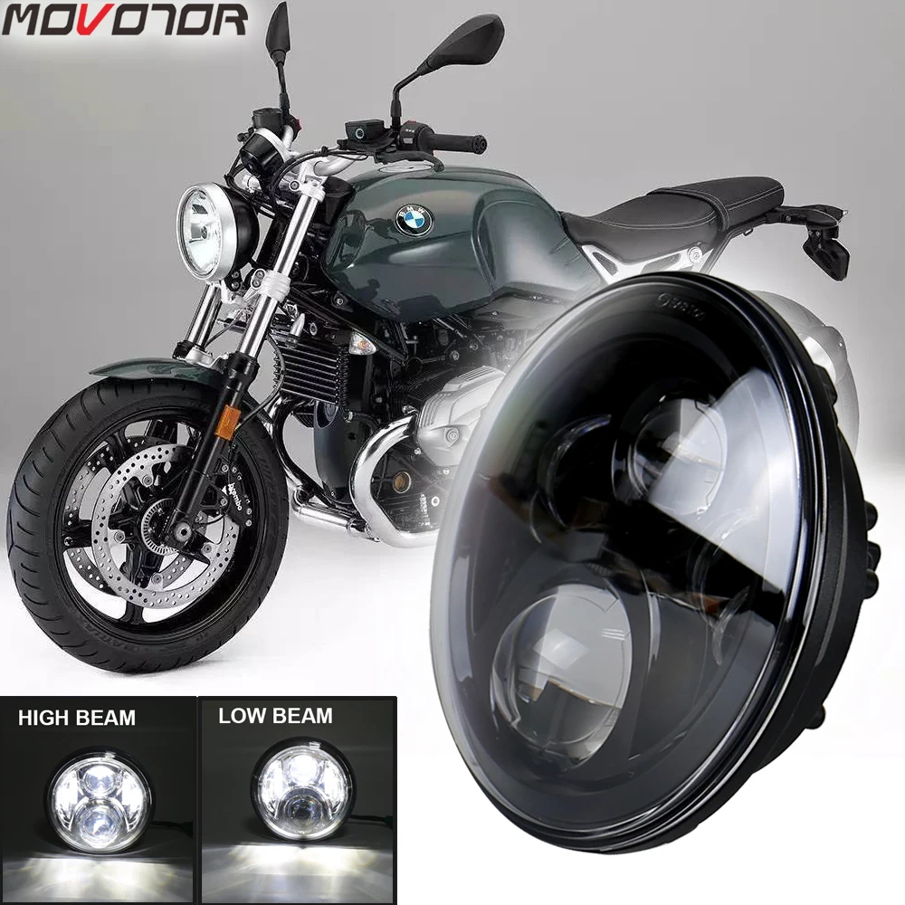 MOVOTOR 1 Pcs Round Headlamp with DRL Halo or without Halo Motorcycle 7 Inch Led Headlight for BMW Nine T 2014-2018