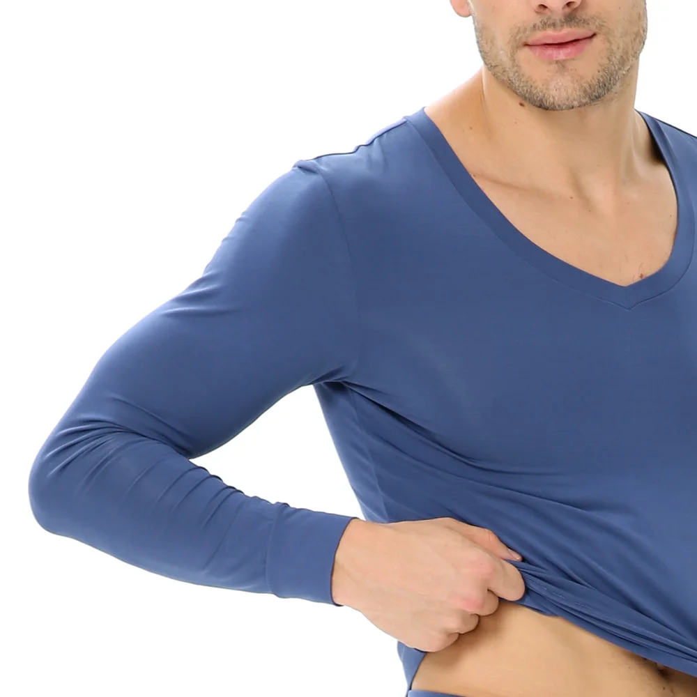 52025 Men’s Thermal Underwear – Silky Soft Premium Modal V-Neck Long Johns, Perfect Fit Base Layer with Sexy Look