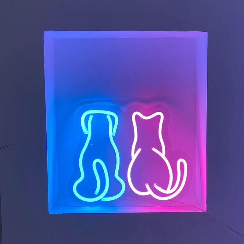 

Dog and Cat Custom Neon Sign, Animal Led Sign Party Event Wall Decor, Pet Shop Decoration Light Sign, Led Neon Light Lamp