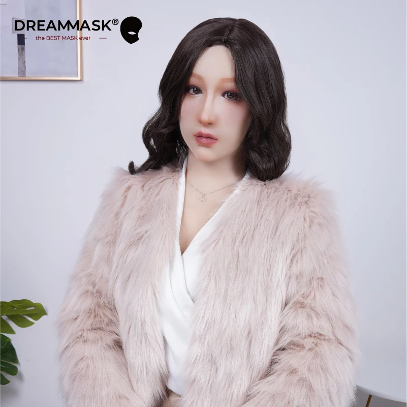 (NinaM)Luxury Makeup Crossdress Full Head Silicone Sexy Lady Transgender Male To Female Cosplay Mask With Breast Torso DMS M22M