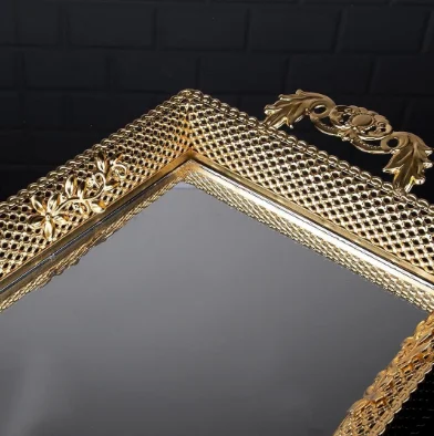 Mirror Decorated Lux Style Serving Tray