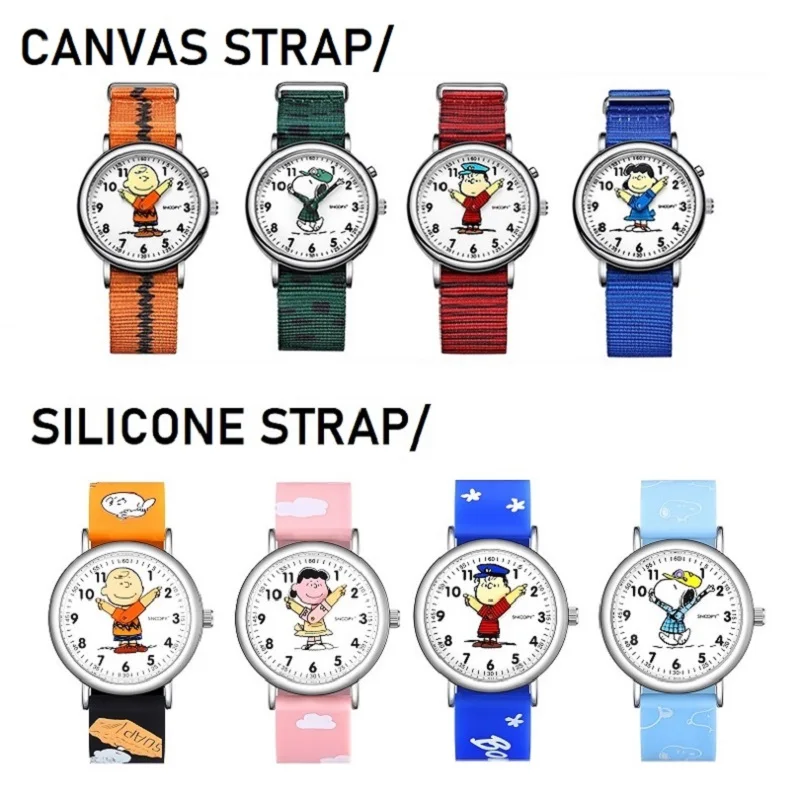 Snoopy Original Children Unisex Fashion Casual Quartz Wristwatch Cartoon Graffiti Boy Girl Kid Young Student Cute New Gift Clock