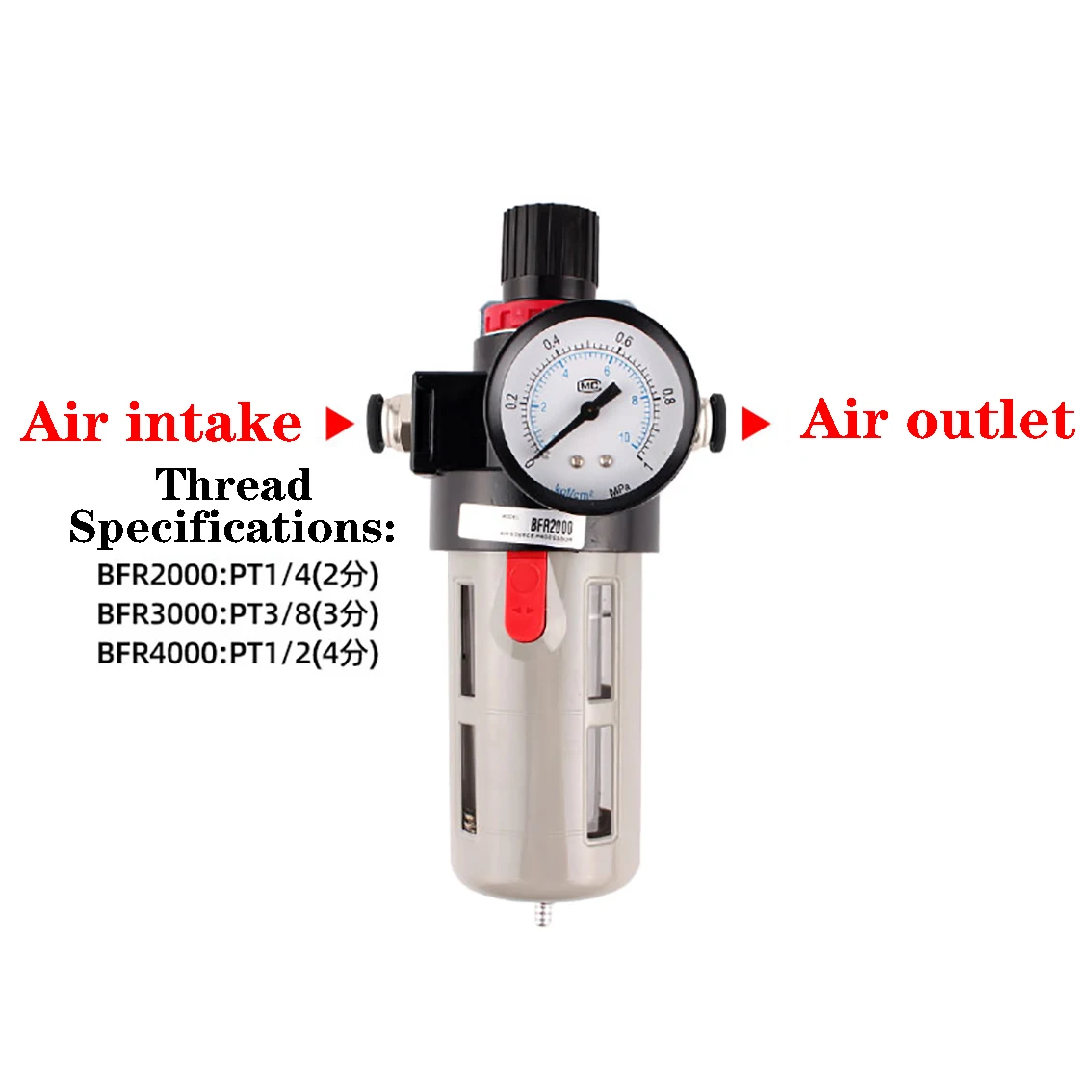 

1Pcs BFR3000 Air Source Processor Pneumatic Filter Air Pump Oil Water Separator Air Regulator Compressor Filter Single Component