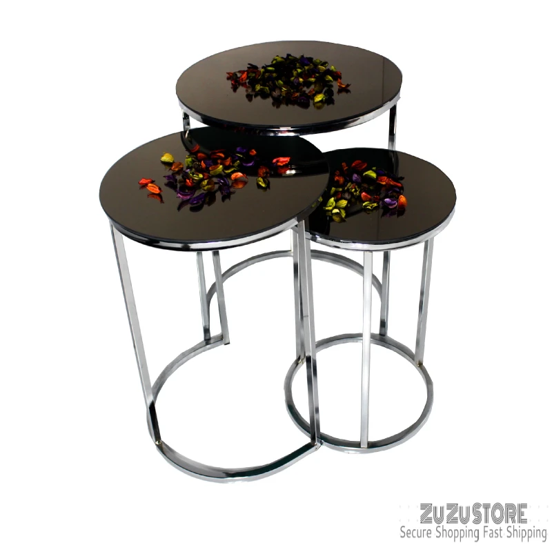 Mirror Silver Metal Zigon Coffee Table Table Decorative Ornament