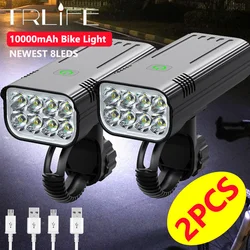 TRLIFE 10000mah 1/2pcs Bicycle Light Rainproof USB Charging 8T6 LED Cycling Lights Front Lamp Headlight Flashlight Bike Light