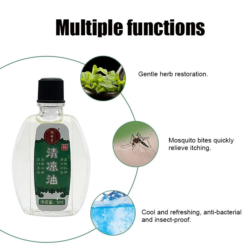 Tongantang Cool Oil For Headache Body Pain Dizziness Essential Oil Mosquito Bites Cool Antibacterial Home Fengyoujing