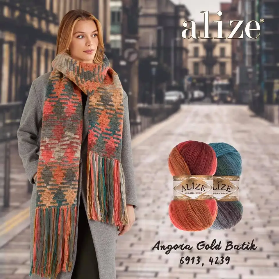 Alize Angora Gold Batik przędza-darmowa wysyłka! 4 kulki-Mink Merino moher Alpaca wzorzyste wełniane szydełkowe szydełkowe przejściowe