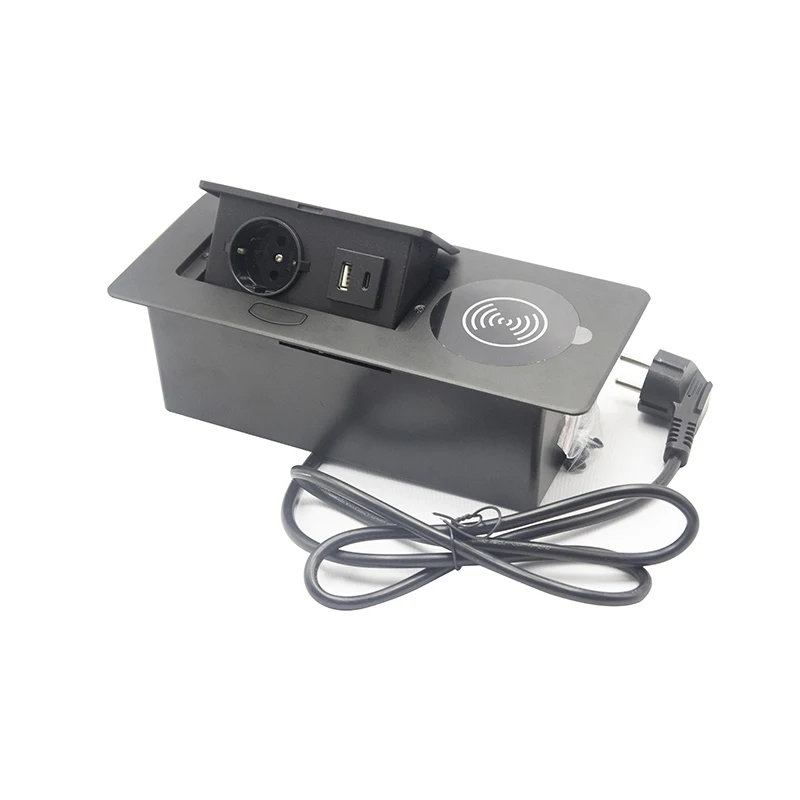 Imagem -03 - Umedecimento Popup Desktop Tomada Elétrica com Usb tipo c e Carregador sem Fio para o Telefone Soquete Cores para Opcional Ac100250v