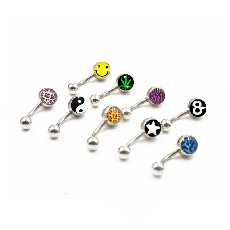 2/5/10PCS Stainless Steel Logo Belly Button Ring Bulk Bunny Belly Piercing Pack Sexy Navel Piericng Set Belly Bar Navel Ring Lot