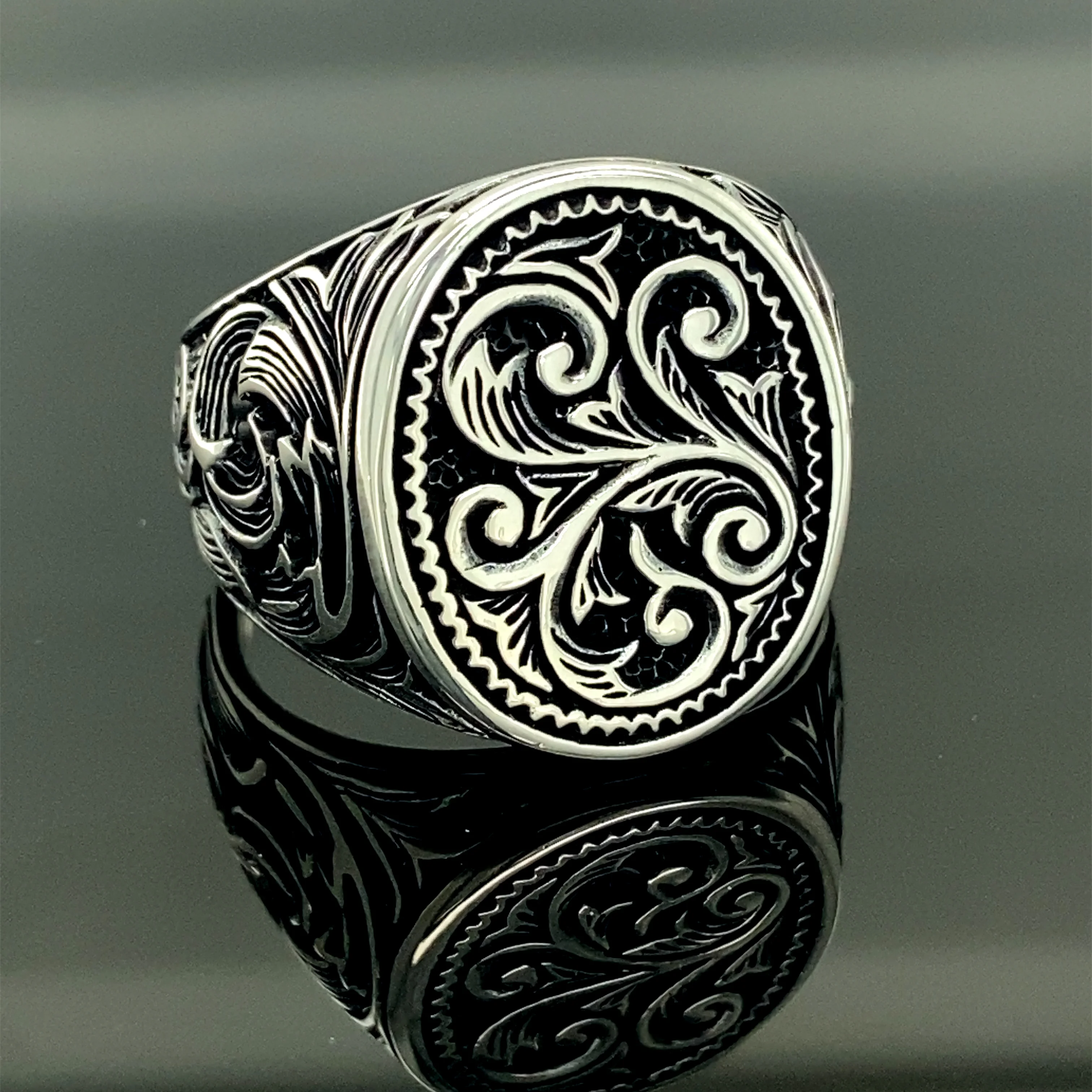 Silver Embroidered Men's Ring, Ottoman Jewelry, Turkish Made Gift For Her , 925k Silver