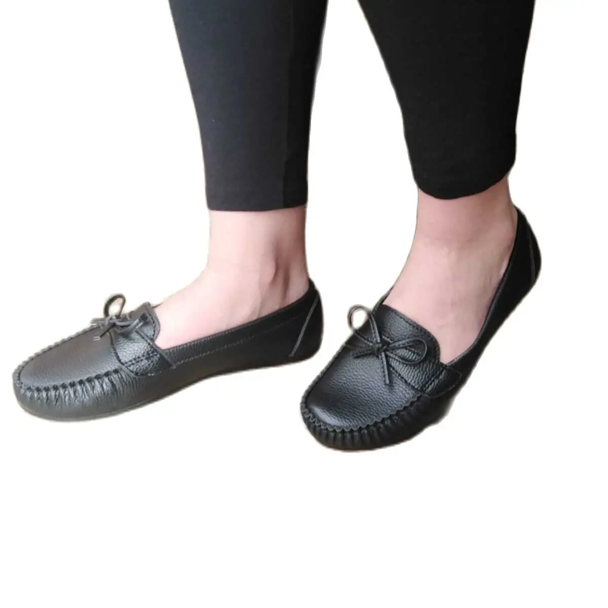 2021 SUMMER SEASON WOMEN CASUAL ELEGANT FLAT SLIP-RESISTANT OUTSOLE ARTIFICIAL LEATHER LOAFER SHOES BLACK