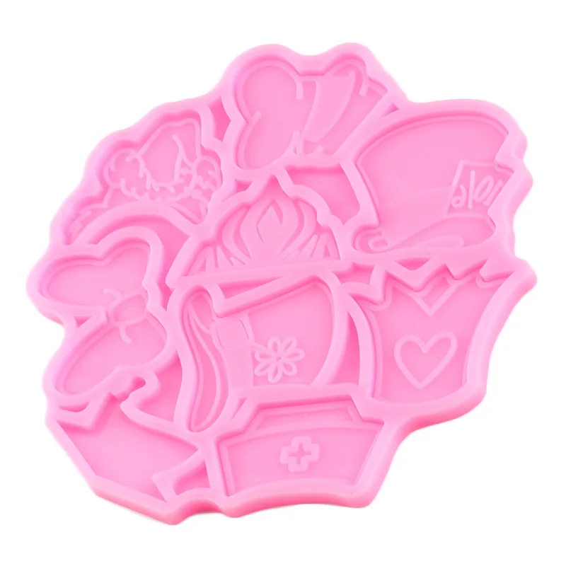 Crown Bows Nurse Magic Hat Straw Topper Silicone Mold DIY Party Cupcake Fondant Cake Decorating Tools Candy Clay Chocolate Mould