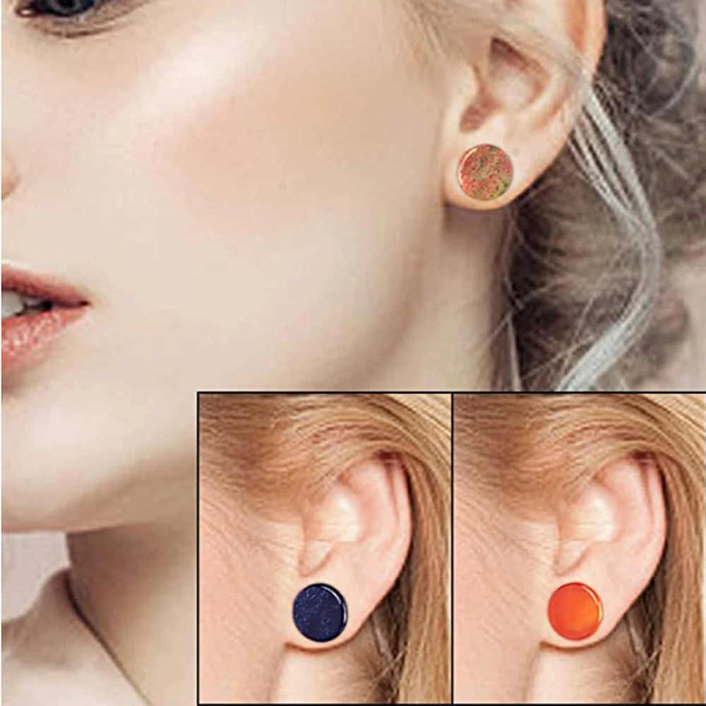 Pair Stone Ear Plugs Gauges Earrings Double Flare Saddle Stretching Gauges Expander 6mm-25mm Ear Stretcher Body Jewelry