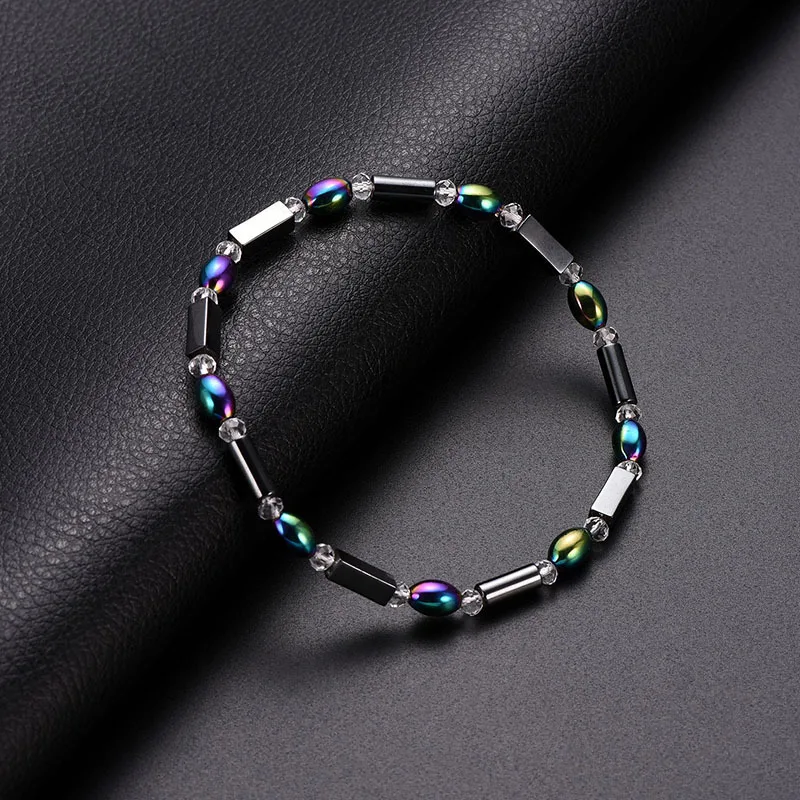 Magnetic Anklet Bracelet For Men Weight Loss Colorful Hematite Beaded Foot Chain Therapy Arthritis Pain Relief Health Jewelry