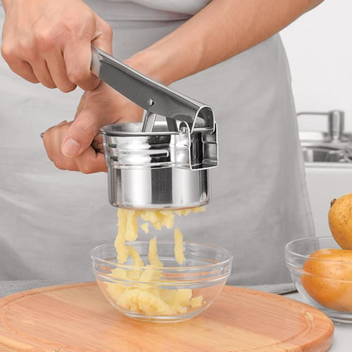 100% 스테인레스 스틸 감자 라이서 감자 과일 Yams 스쿼시 베이비 푸드, 교환 가능한 섬세 디스크 3 개 포함 