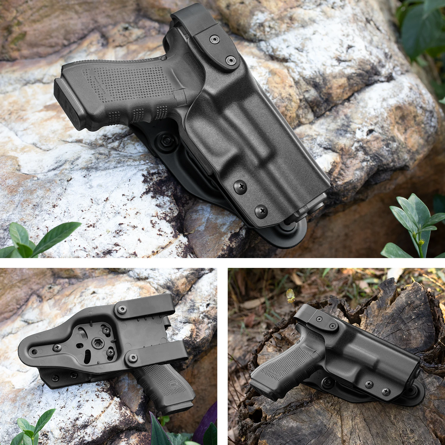 Gun & Flower Kydex Duty Owb Holster Voor Glock 17 /19 Pistool Met Duim Release Retentie Tactische Rechter Hand Pistoolzakken