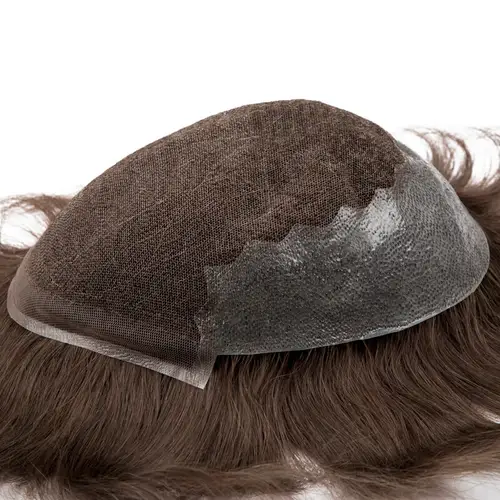 Imagen 2 del producto Liquidación-tupé Q6 para hombres, Base de PU de encaje coreano, sistemas de reemplazo de cabello humano, unidad de peluquín, peluca para hombres, prótesis de cabello masculino de 6""