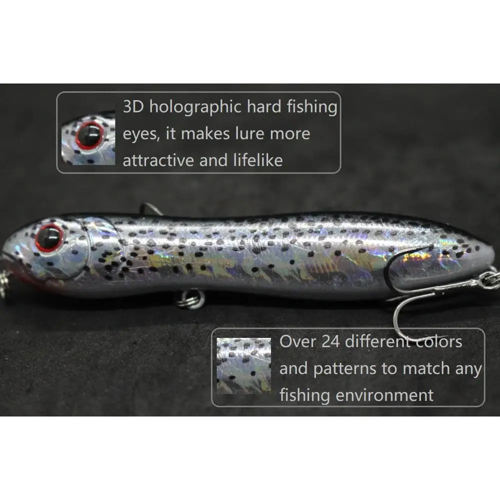 Popper W Lure W769 Topwater Walking Ojos 3D – Pesca en Superficie - imagen 3