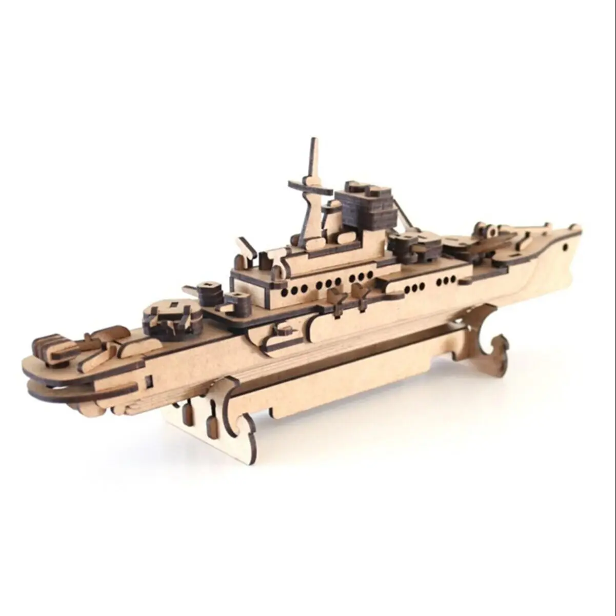 3D Wooden Puzzle Warship 123 Piece DIY Paint for Kids Fun Maket