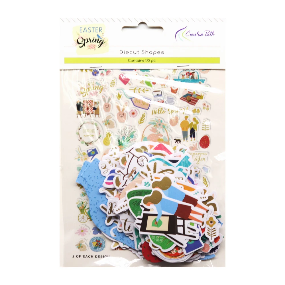 Creative Path 172pcs Paper Diecuts Ephemera Shapes Embellishments Foil Design Craft Scrapbooking Cardmaking Journal Decoration