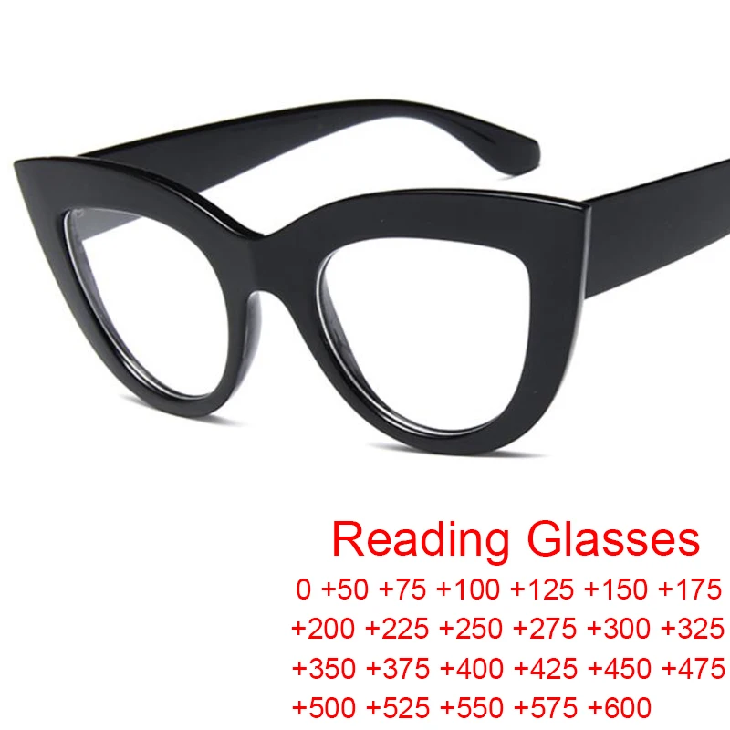 Sexy Female Reading Glasses Computer Transparent Optical Hyperopia Eyeglasses Women Anti Blue Light Vntage Black Cat Eye Glasses