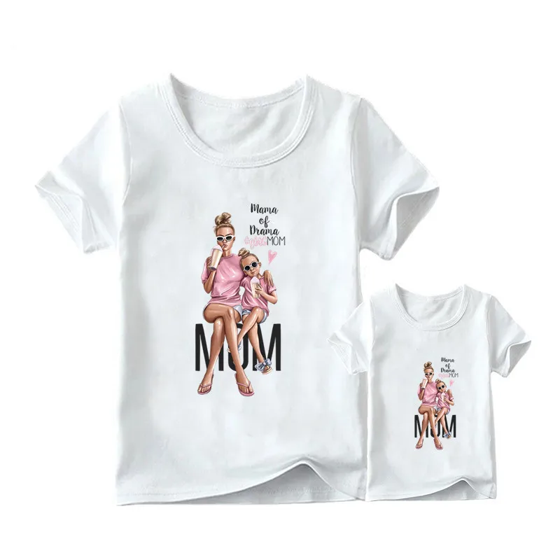 Matching Family Outfits Super Mom and Daughter Print Boys Girls T-shirt Mother's day Present Clothes Kids&Woman Funny Tshirt