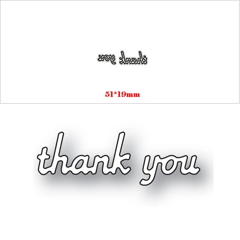 

New Arrival Thank You Script Phrase 2022 Metal Cutting Dies for Greeting Card Making Letter Word Stencils of Scrapbooking