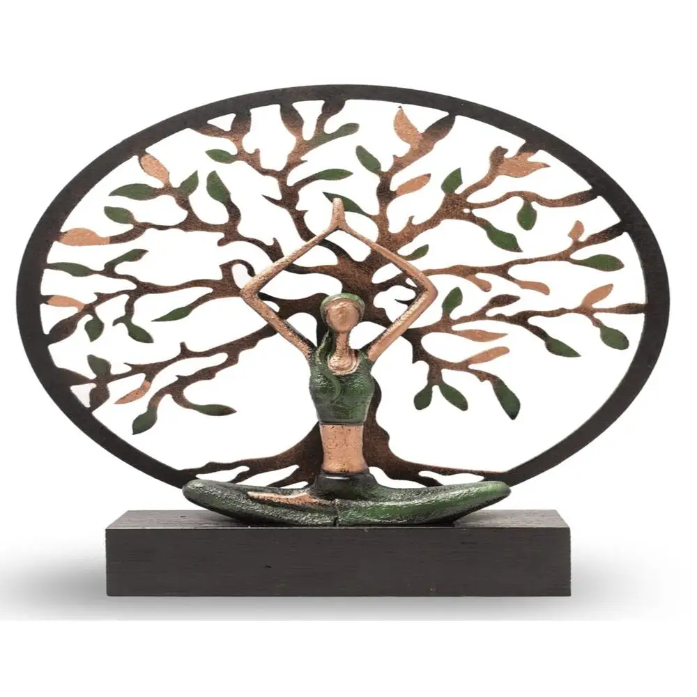 

Big Yoga tree of life Green Tree of Life yoga woman figurine Woman Practicing Yoga big gift size Free shipping