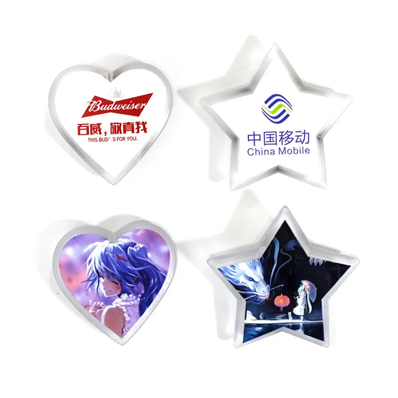Custom LOGO DIY LED light Brooch yellow green red white blue color heart shape LED light PIN for promotional gift