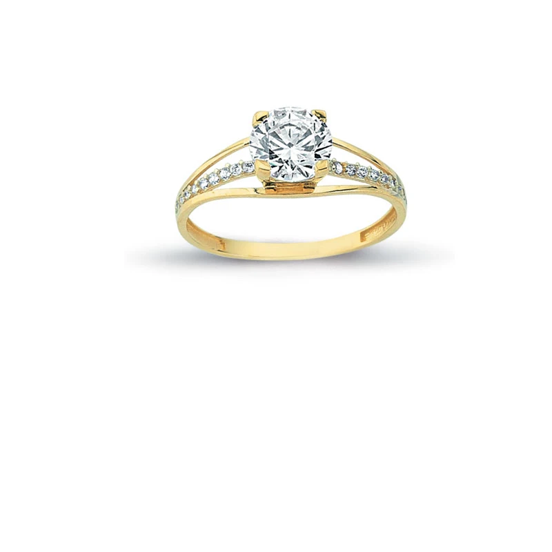 14K Solid Gold Sparkling Solitaire Engagement Wedding Ring