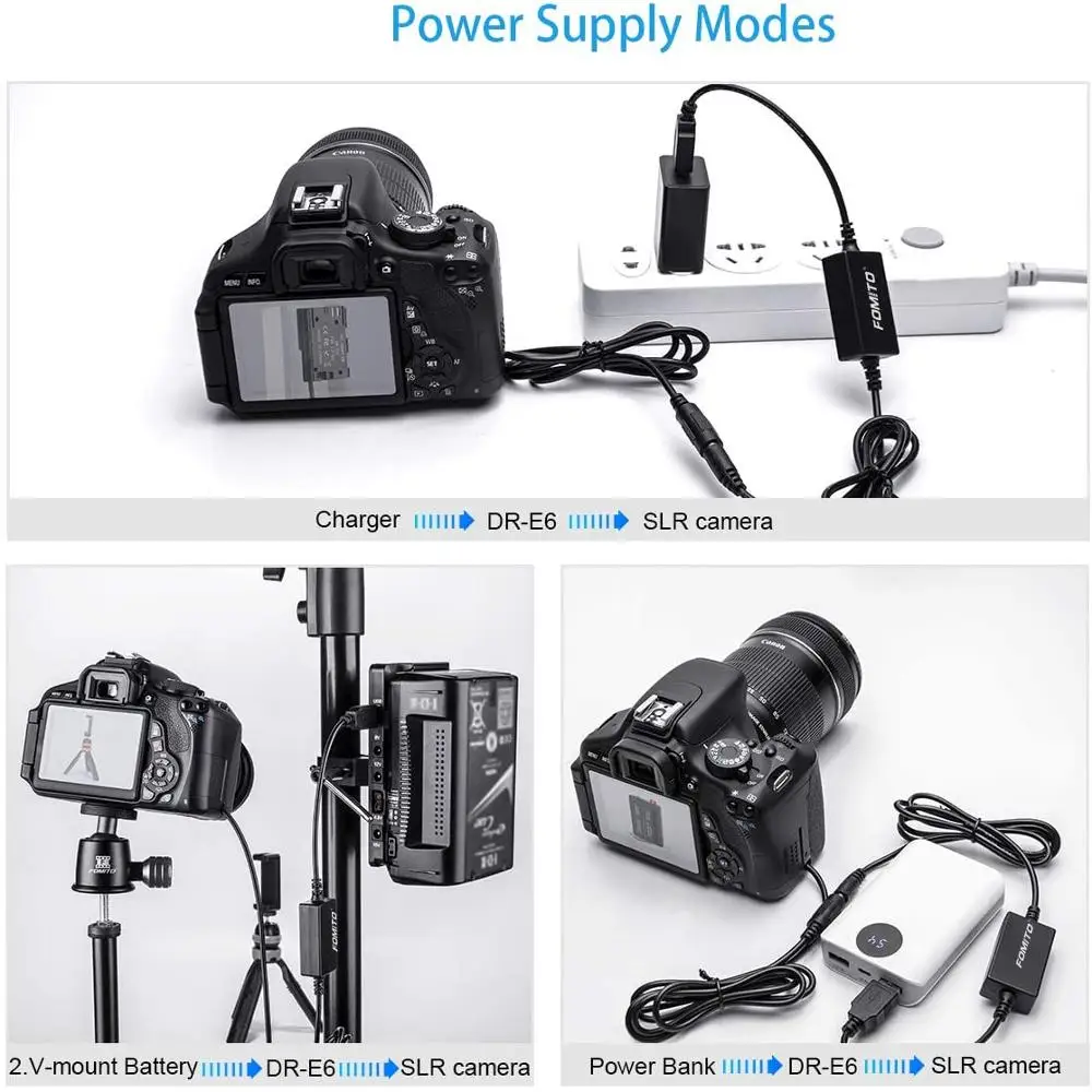 Fomito USB DC Coupler Replacement ACK-E6 AC-E6 LC-E6 Charger, LP-E6 Dummy Battery for Canon EOS Canon EOS 5DS, 5DS R, 5D Mark II