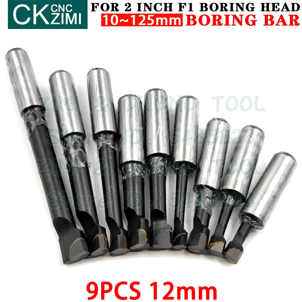 9PCS 12mm boring tool Hard Alloy Shank Boring Bar Set Carbide  Tipped Bars Kit For 2 Inch F1 Boring Head For Lathe Milling tools