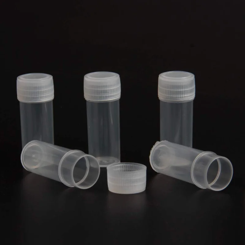 5/20/50pcs 5ml Plastic Sample Bottle Test Tube Mini Bottles Vials Storage Containers Translucent 14x40mm