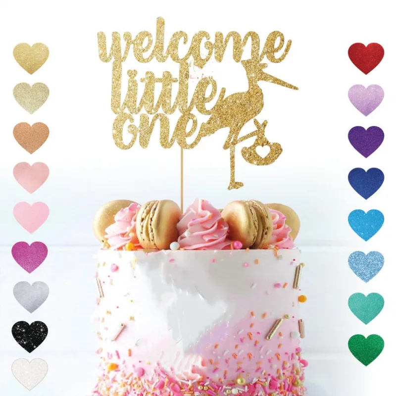 

Customised Baby shower cake topper Welcome glittle one stork personalised cake topper, baby sprinkle decor gift birthday