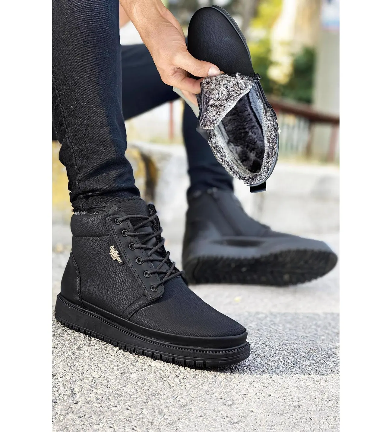 

Men's boots with fur inside Men's winter boots Men's shoes Sports boots fashion boots men's casual shoes non-slip laced 2022