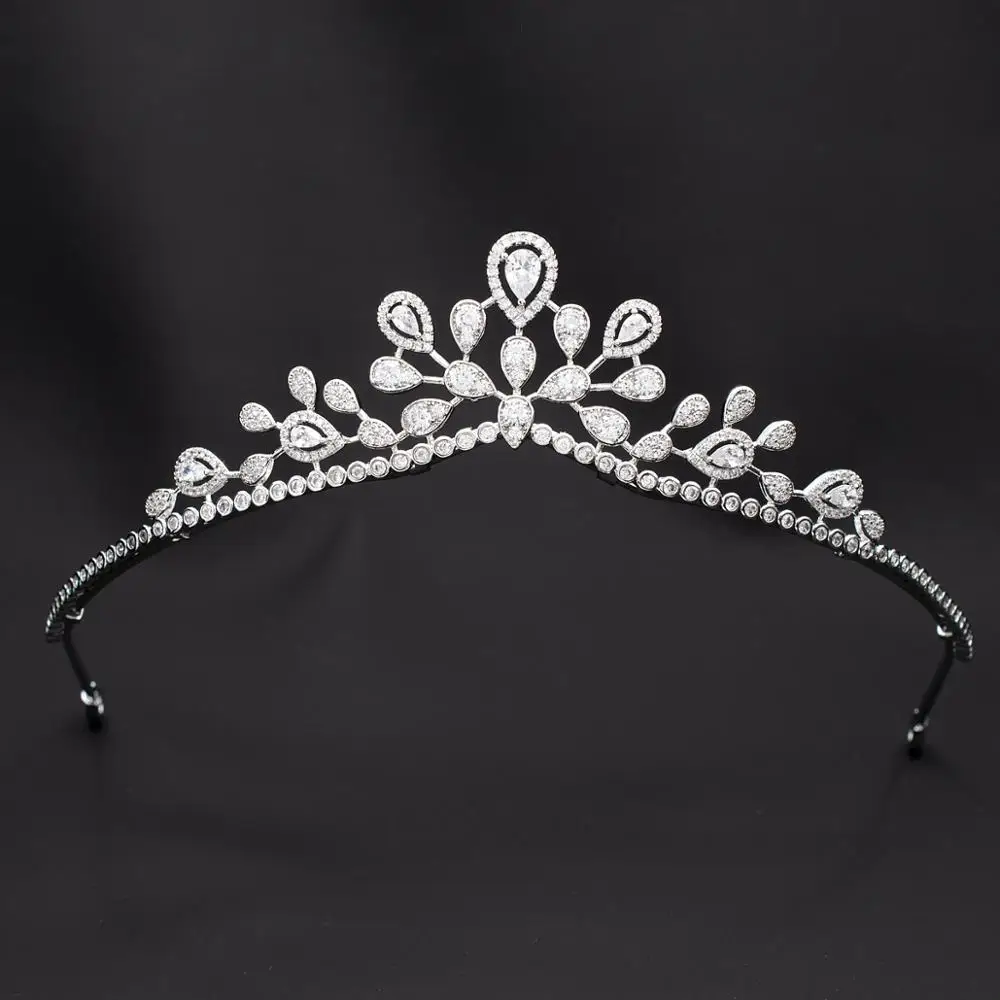 Korean Style Simple Sweet Cubic Zirconia Princess Tiara Diadem Bridal Wedding Hair Jewelry Accessories Hairpieces CH10343