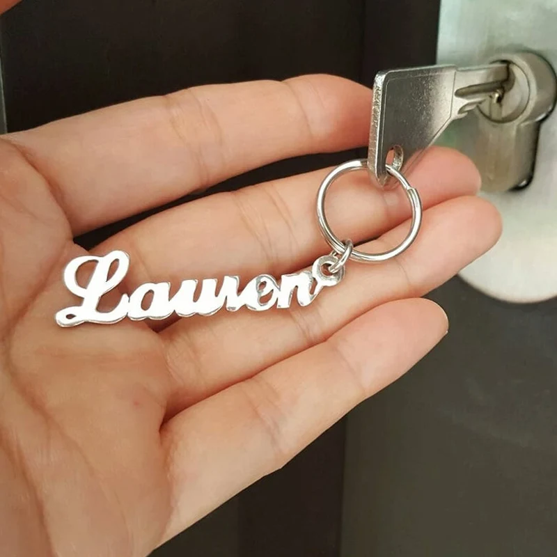 Custom Name Keychain Stainless Steel Personalized Gold Color Key Chain llaveros para mujer Charm Jewelry BFF Bijoux Femme