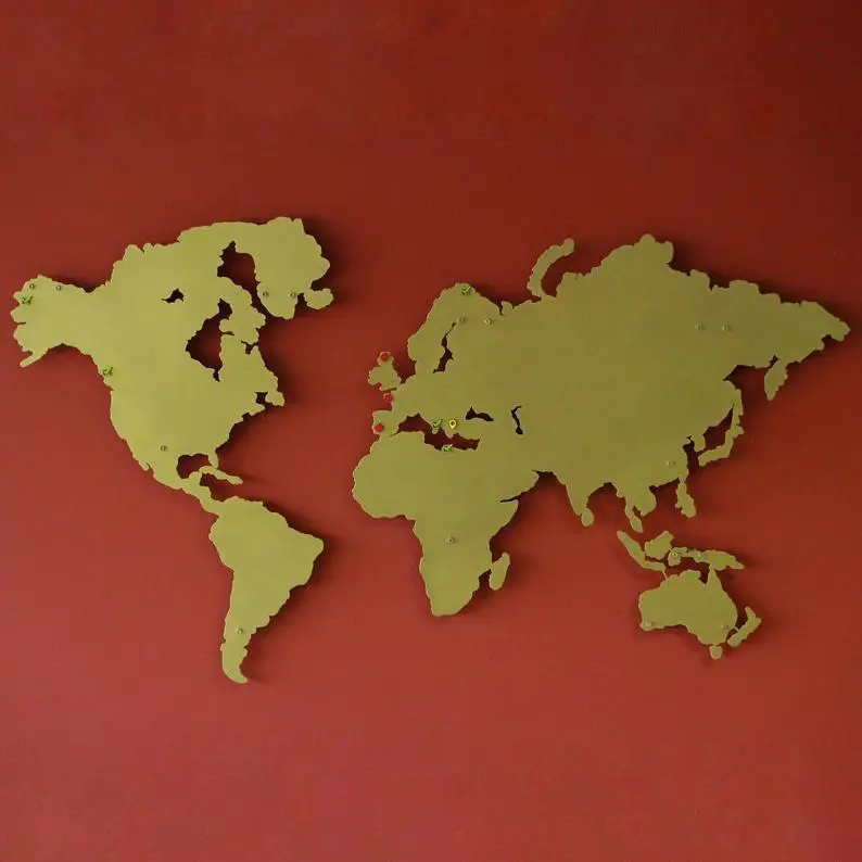 Decorative Metal 2 Size Color World Map European Continental Wall Decor Table Real Decoration 3D 3 Dimensional