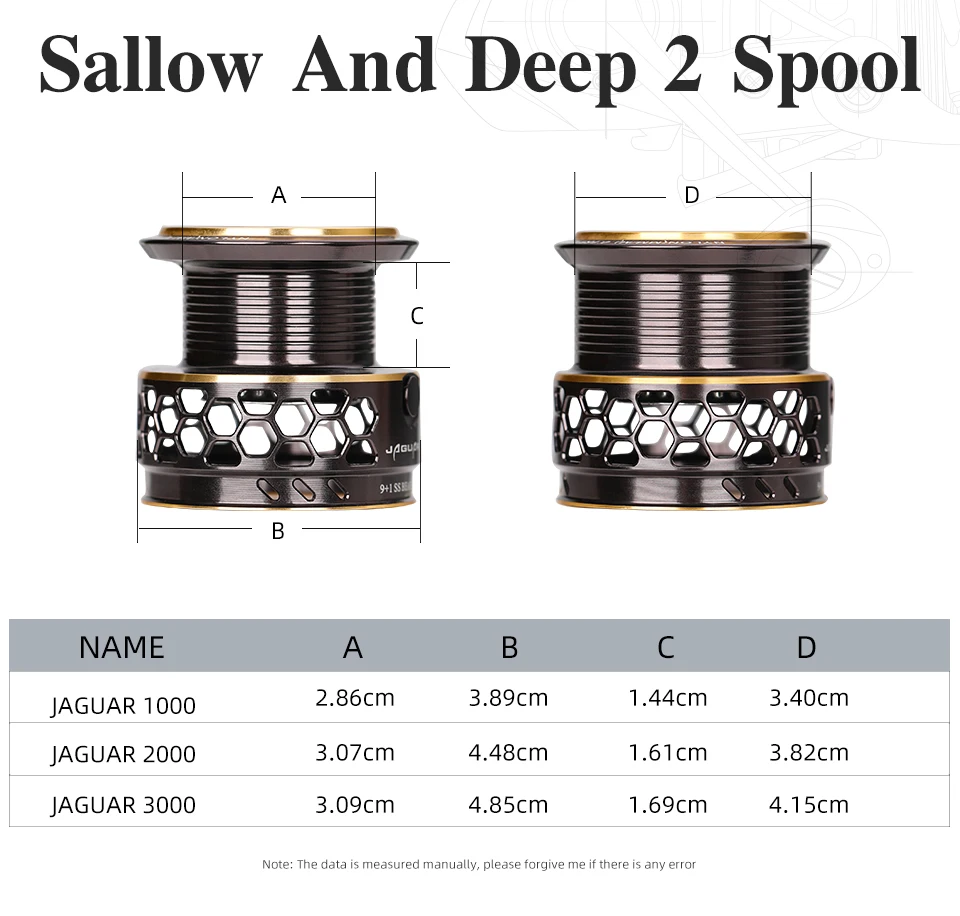 TSURINOYA Long-Casting-Spinnrolle JAGUAR 1000 2000 3000 2 Spulen, maximale Bremskraft 6 kg, abgeschrägte Spule, sanfte Rolle für Salzwasser – Detail 20