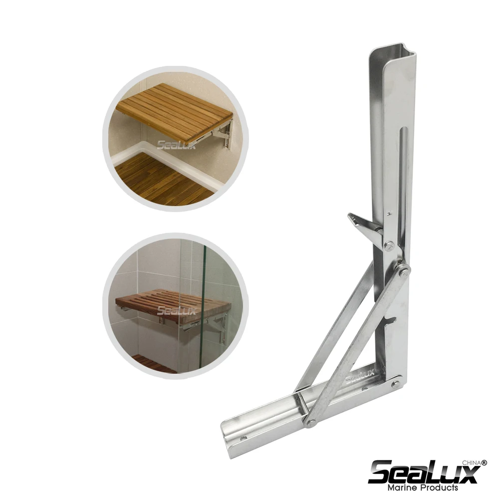 Sealux 1 pcs Universal Wall Mounted Folding Table Bracket Shelf Bench Support 150kgs Marine Grade Stainless Steel 304