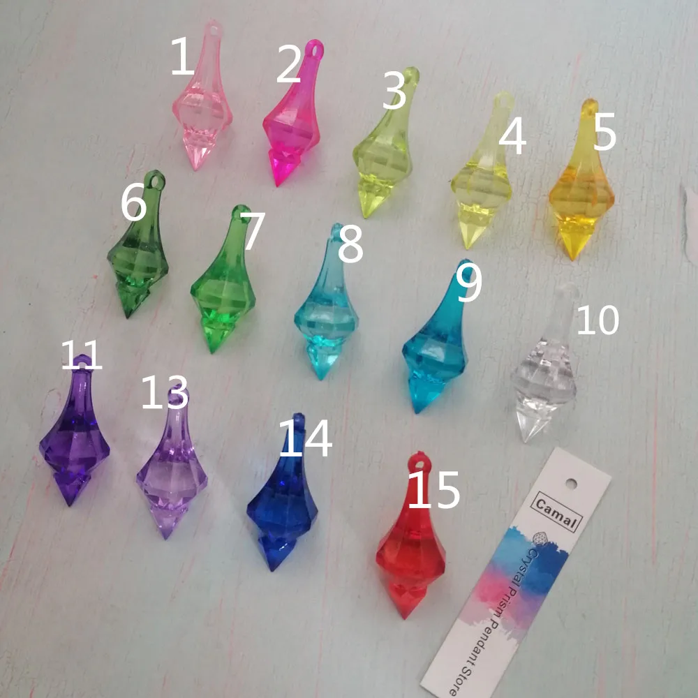 Camal 30Pcs Colorful 18*46mm Acrylic Pointed Drop Hanging Pendant Chandelier Beads Home Wedding Party Craft Curtain Decoration