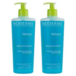 SET OF 2 Bioderma Sebium Purifying Cleanising Foaming Gel moussant 500ml + 500ml Best Quality