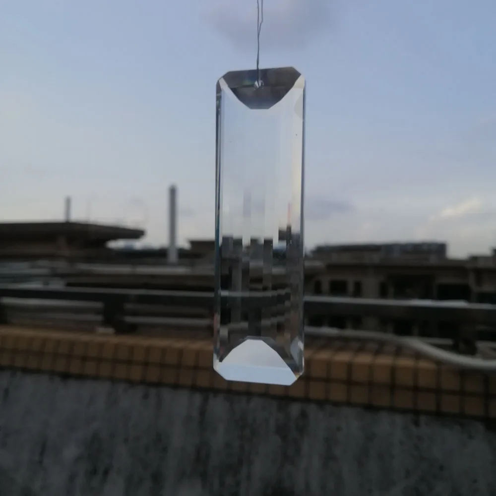 Camal 2PCS Clear Faceted 100mm Rectangle Glass Crystal Long Pendants Chandelier SunCatcher Prisms Lighting Parts Wedding Decor